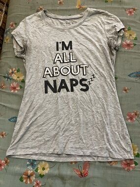 Wound Up Light Gray Graphic Tee with Printed Label